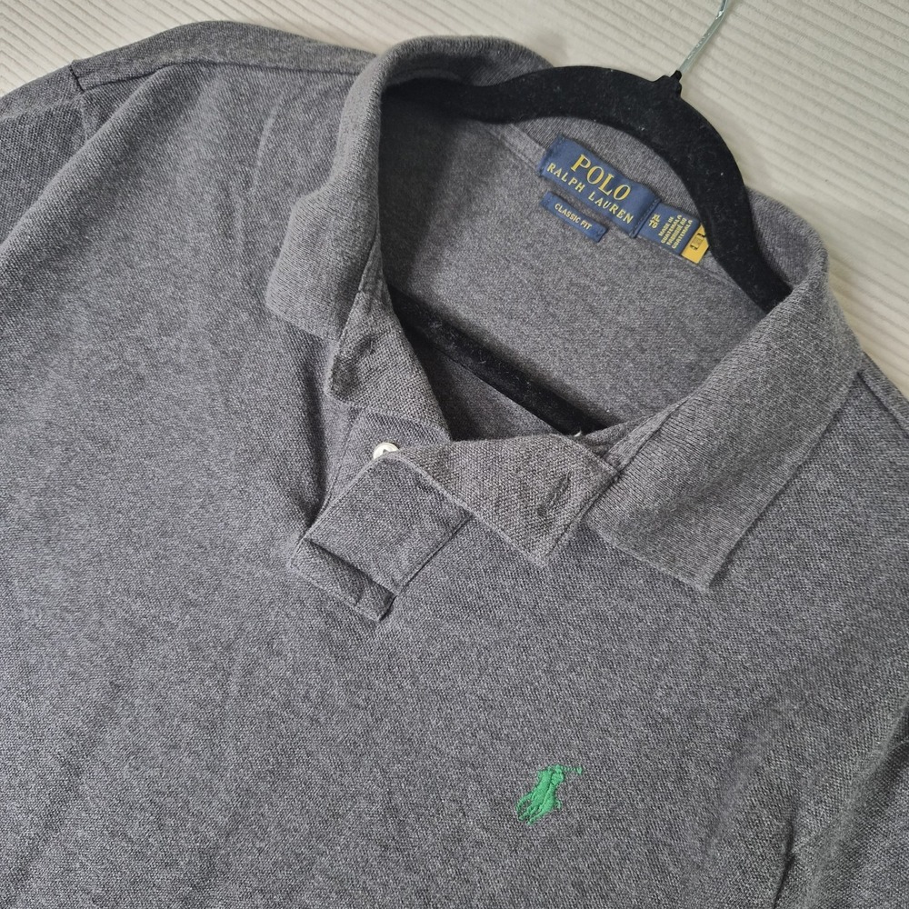 Polo Ralph Lauren Classic Fit Polo Shirt Mens XL Gray Green Pony Short Sleeve